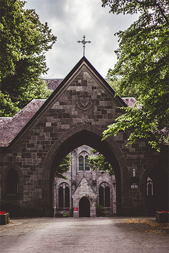 Main entrance of the Abbey of Maredsous, Belgium